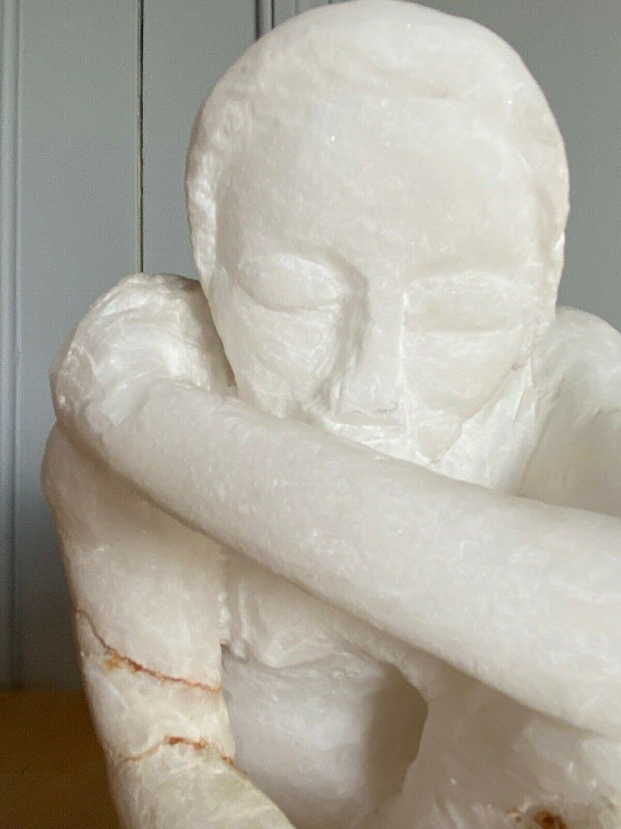Sculpture Direct Size Stone Onyx Kneeling Woman XX Eme-photo-4