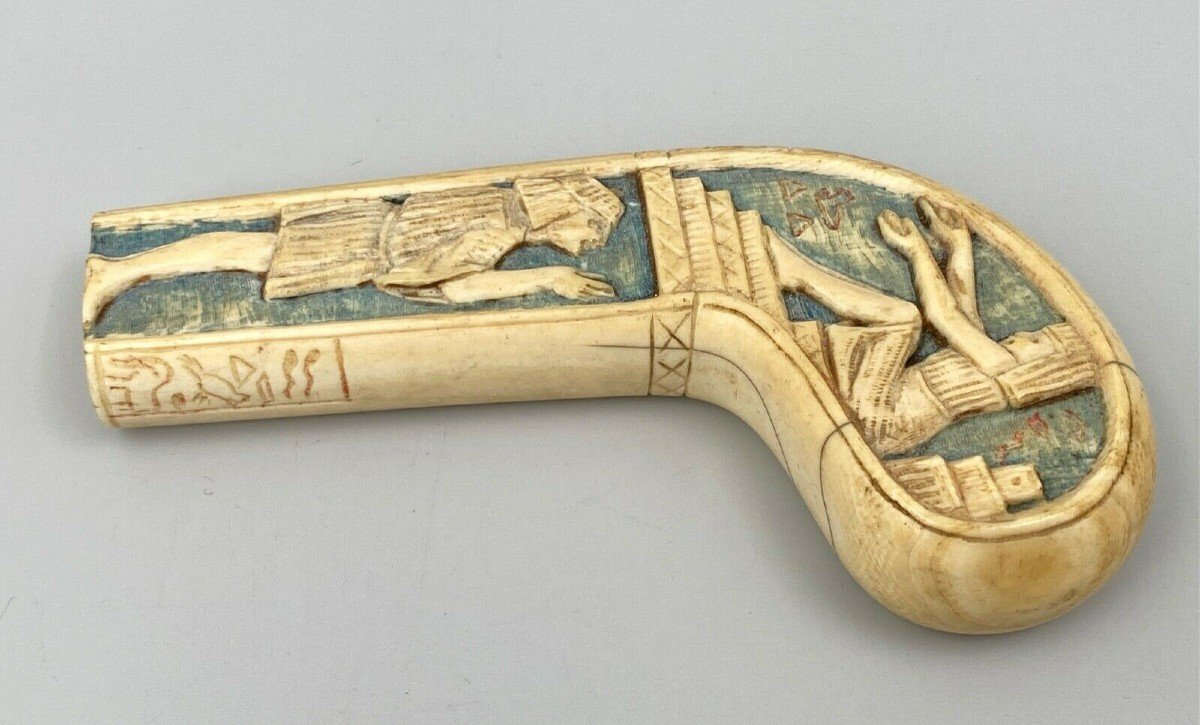 Nineteenth Cane Pommel Decor D Egyptians Napoleon III Polychrome-photo-4