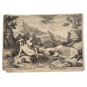 Engraving Hendrick Goltzius Robertus Baudous Ryckius Salamacis Hermaphrodite