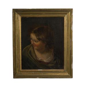 Oil On Canvas Portrait Of Young Woman XVIIIth Golden Frame