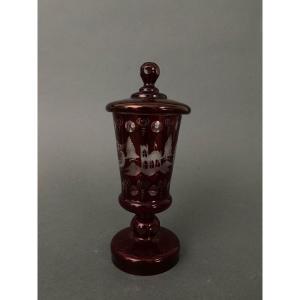 Drageoir vase couvert calice en cristal de Bohême XXe avec couvercle