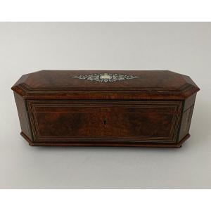 Napoleon III Glove Box In Magnifying Glass With Velvet Interior Marquetry
