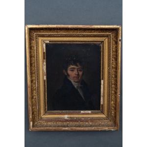 Oil On Canvas Portrait Of A Man In A Frock Coat Empire Period Early 19th Century
