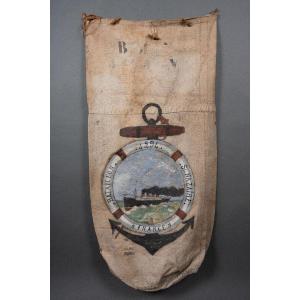 Hand-painted Sailor Bag Representing France Saint-nazaire 20th Century