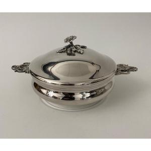 Vegetable Dish In Silver Metal 1900 Artichoke Grip Louis XV Handles
