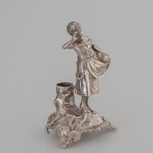 Silver Subject Young Girl With Pyrogenic Soliflore Basket 19th Century Minerva