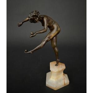 Danseuse en bronze par Claire Jeanne Roberte Colinet Art déco jongleuse