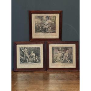 Suite Of Three 18th Century Engravings Representing Scenes From Antiquity