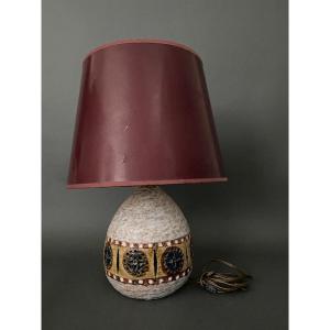 Lampe Accolay par Raphael Giarrusso en céramique perforée grès 1970