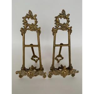 Pair Of Napoleon III 19th Century Bronze Frames In The Shape Of An Easel