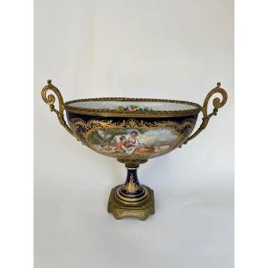 Coupe bronze porcelaine de Paris Sèvres rehaussée or Napoléon III Garnier