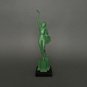 Statue de femme danseuse nue Art déco 1930 par Fayral Max Le Verrier