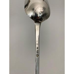 18th Century Silver Stew Spoon With Farmers General Hallmarks 172 Grams