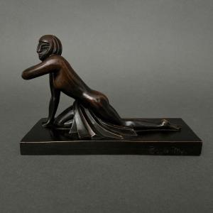 Art Deco Bronze Statuette Signed Sybille May Founder Albert Buisson