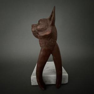 Black Forest Wooden Nutcracker Zoomorphic Cat Decor Early 20th Century