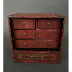 Asian Lacquer Cabinet 7 Drawers 20th Century