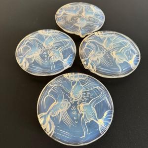 Set Of 4 Verlys France Bottle Coasters 1930 Opalescent Decor M2449