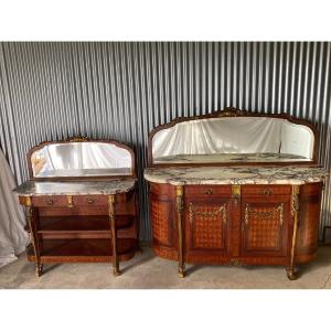 Napoleon III Dining Room 19th Century Marquetry And Bronze Louis XVI Style