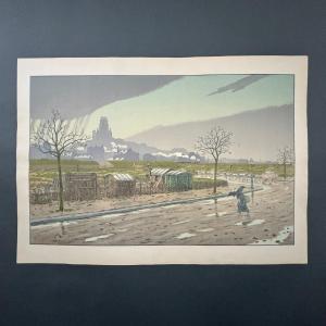 Lithographie Henri Rivière La Butte Montmartre vue des Fortifications