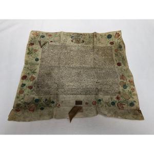 Handwritten Parchment Diploma Faculty Of Medicine Joannes De Resimont