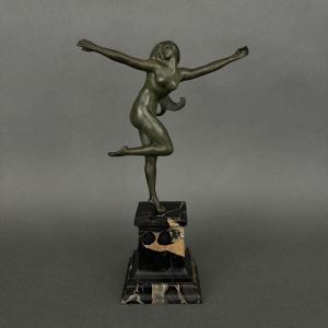 Danseuse Art Déco 1930 par Morante bronze à patine verte