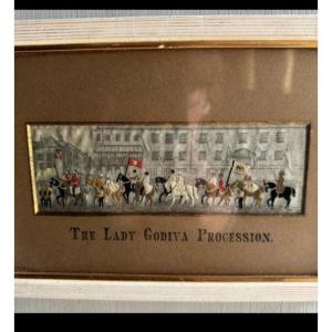 English Embroidery Work 19th Century The Lady Godiva Procession Riders