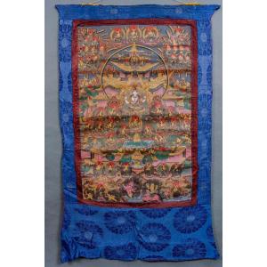 Antique Hand Painted Tanka Tapestry India