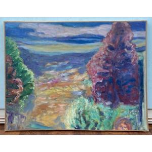 Oil On Canvas David Arun Signature To Identify Impressionist Landscape