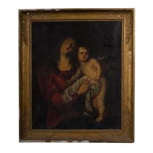 Oil On Canvas After Anthony Van Dyck Virgin And Child Early 19th Century