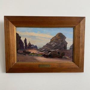 Oil On Cardboard By E. Stefanski The Rocks Of Sion Early 20th Century