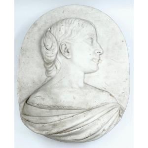 Marble Medallion Profile Late 18th Early 19th Century Monogram Em