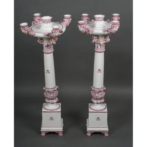 Pair Of Jacob Petit Rihouet 5-light Candelabra With Caryatid Decor