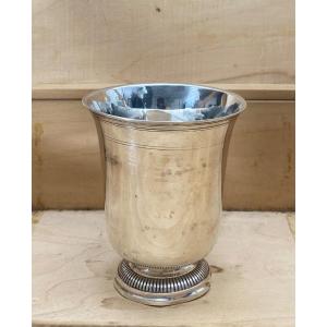 Timbale en argent pied douche XVIIIe Fermiers généraux perlage godrons