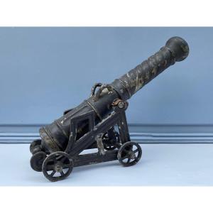 Late 19th Century Cast Iron Cannon With Original Patina