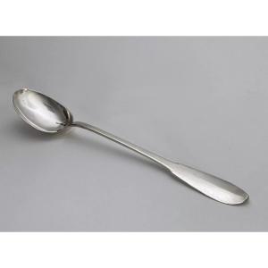 Solid Silver Stew Spoon 18th Century Monogram And Hallmarks 233 Grams