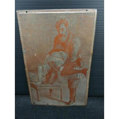 Rare plaque érotique Matrice pour gravure XVIIIe-XIXe