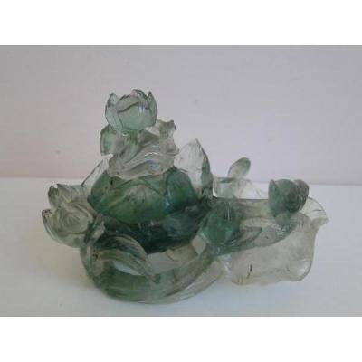 Lotus Flower In Quartz Jade? China Chinese Object Sculpte