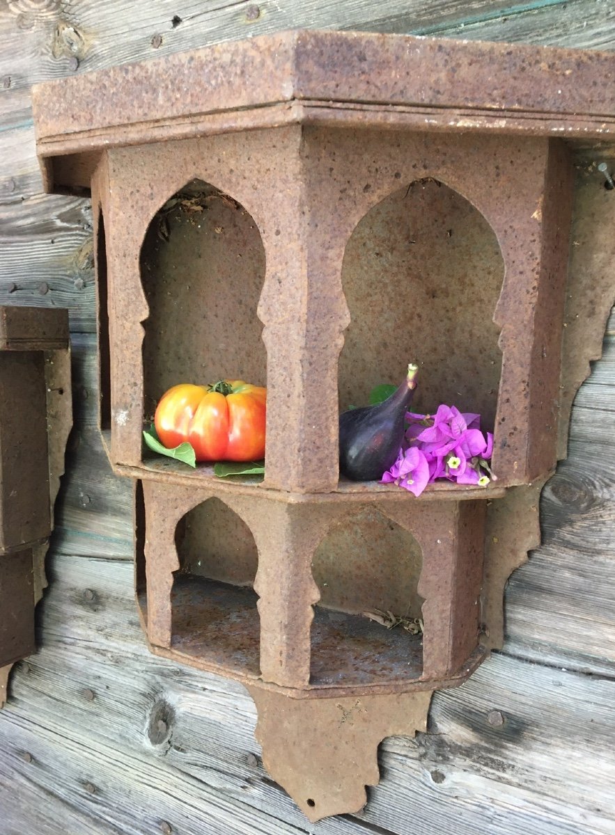 Wall Console With Niches In Cut Sheet Metal