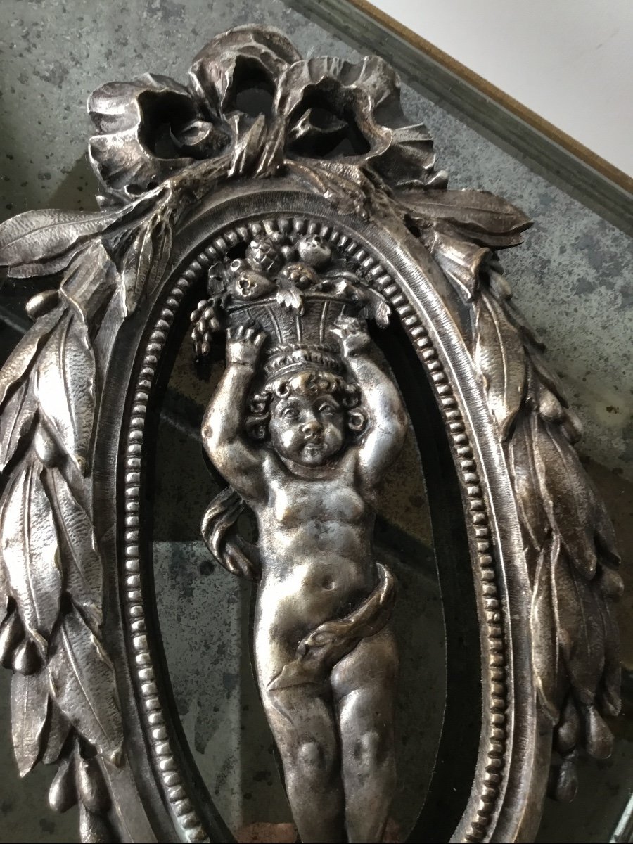 Putti Canephore The Pair Of Silver Bronzes-photo-2