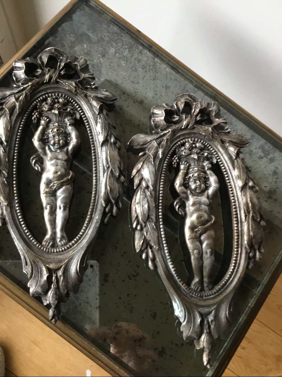 Putti Canephore The Pair Of Silver Bronzes-photo-5