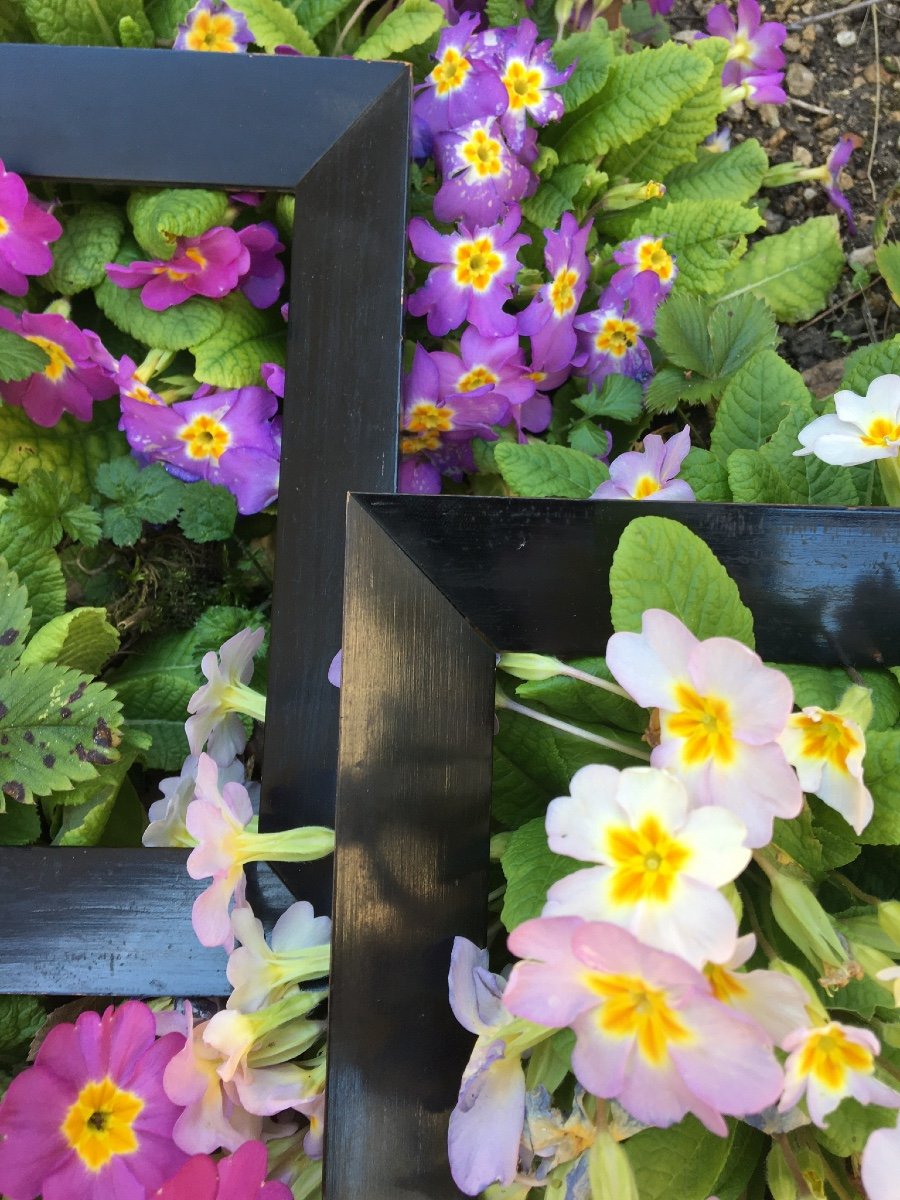 The Pair Of Small Blackened Wooden Frames, Sloped Profile