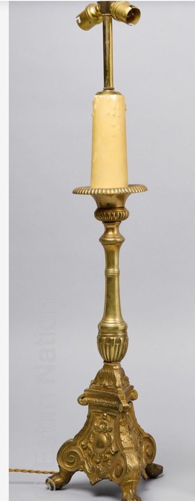 Picnic Candle Mounted In Lamp, XIXth