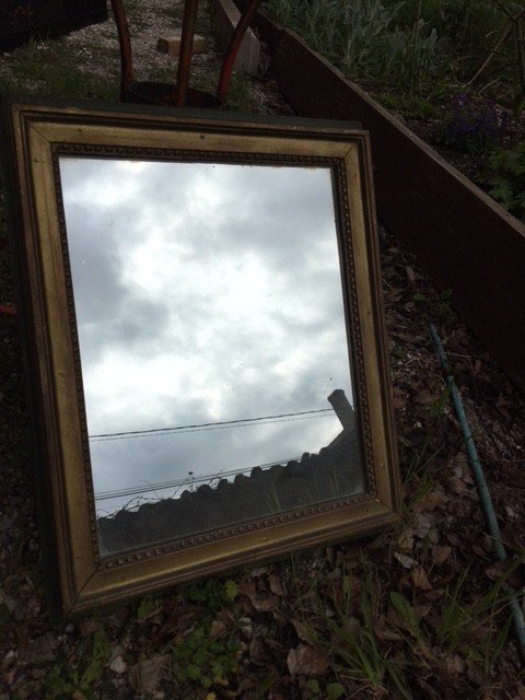 Small Louis XVI Lacquered And Gilded Mirror (52 X 42 Cm)-photo-3