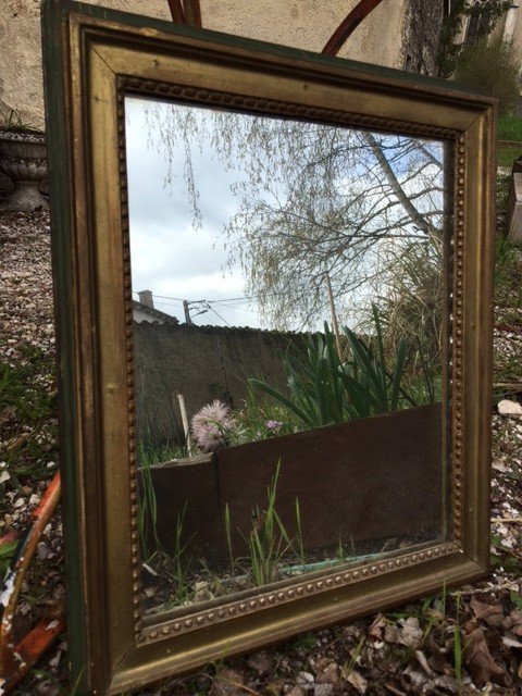 Small Louis XVI Lacquered And Gilded Mirror (52 X 42 Cm)