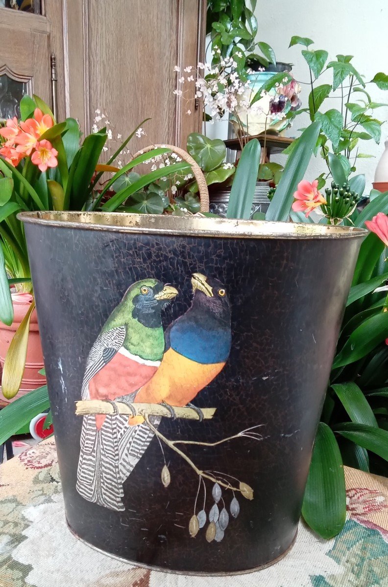 Paper Basket In Sheet Metal With Birds-photo-3