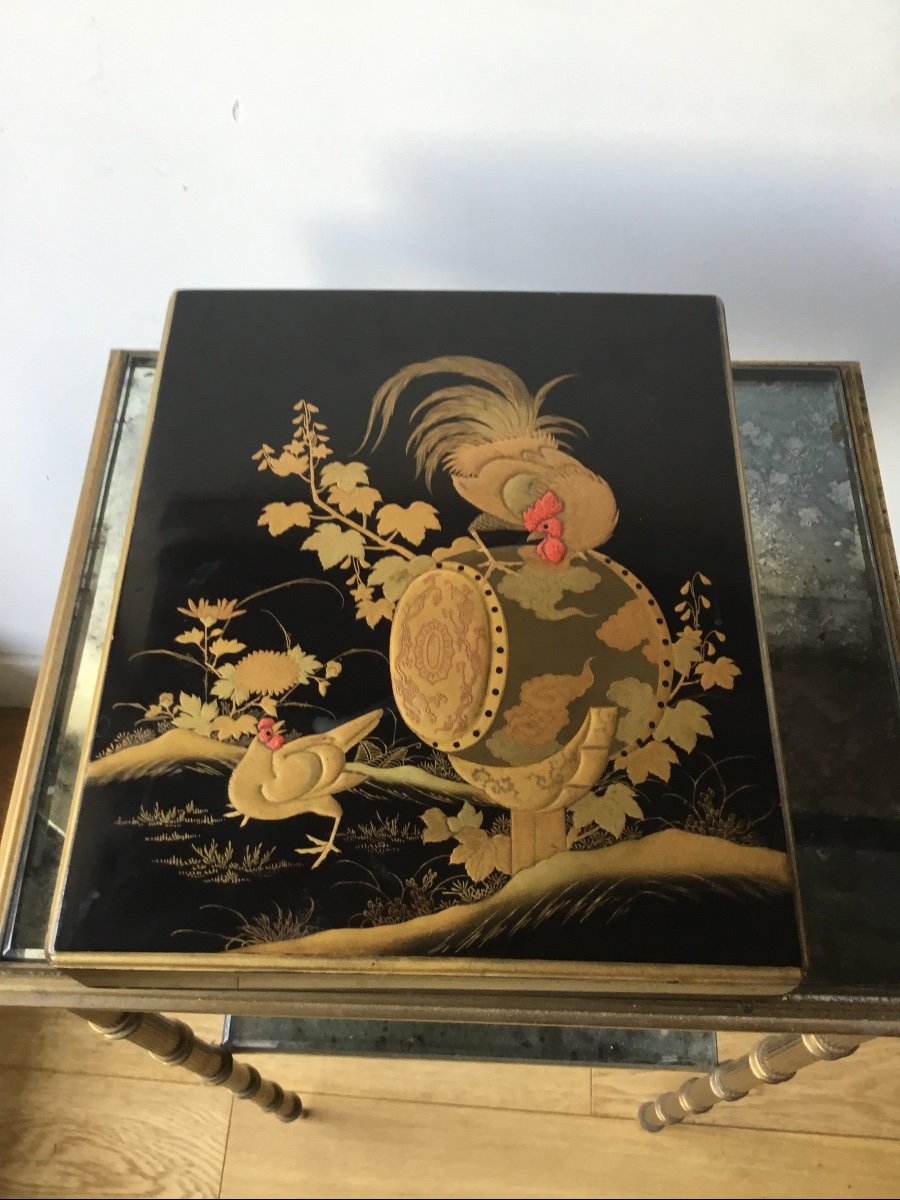 Japanese Lacquer Box Decorated With Roosters In The Drum-photo-7