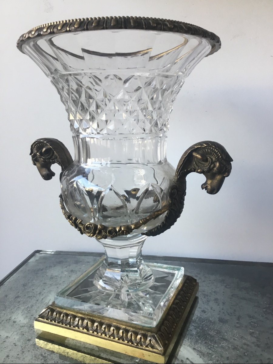 Cut Crystal Vase And Bronze Mount-photo-3