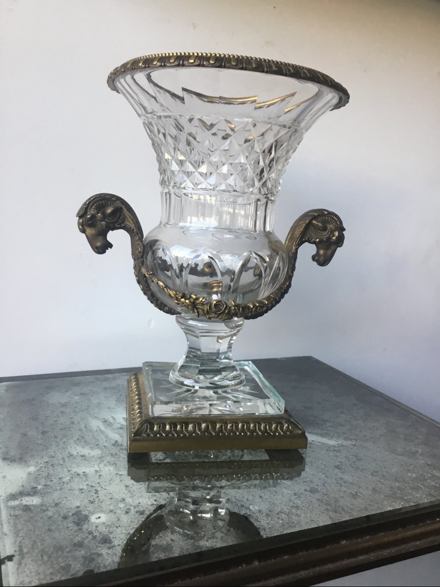 Cut Crystal Vase And Bronze Mount-photo-2