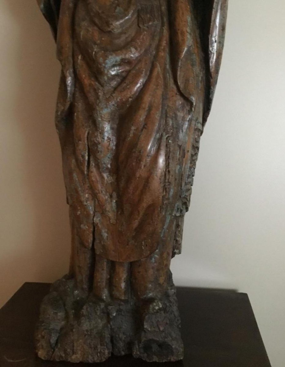 Statue Of Saint-denis Cephalophore In Wood, Late XVI Early XVII-photo-1