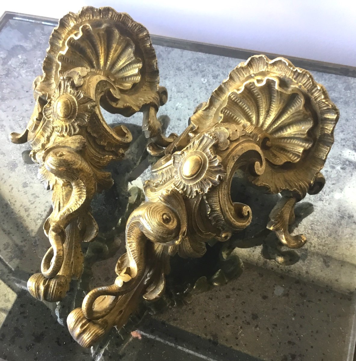 Pair Of Large Bronzes In Fall With Dolphins, Early Nineteenth